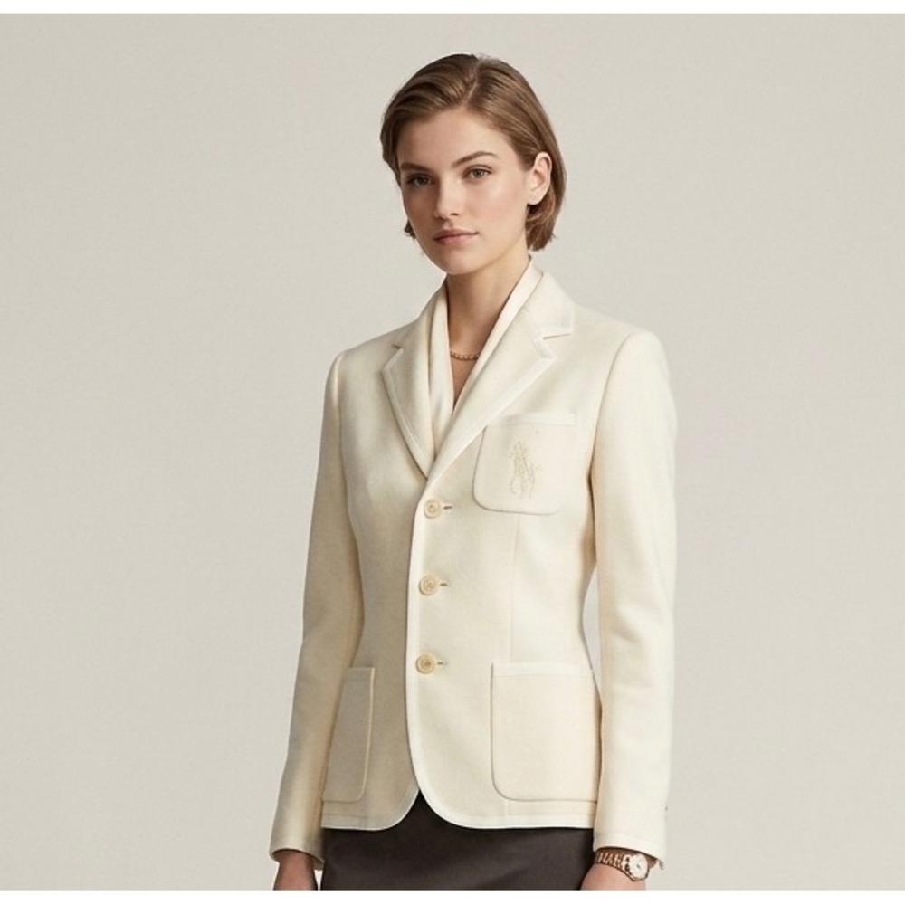 Ralph Lauren Blazer Jacket Cambridge NEW Wool Cashmere Made in Italy Cream 4